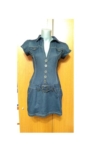 Rochie/ Tunica scurta Amour stil denim cu nasturi/curea, UK