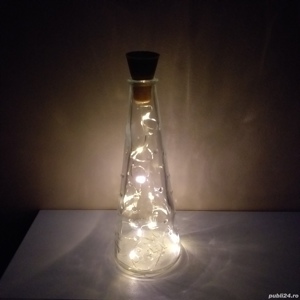 sticla decorativa IKEA Emma Dafnas sticla conica 250ml cu licurici lampa solara