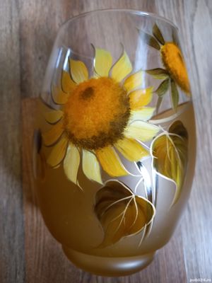 Vaza pictata manual,model floarea soarelui. - imagine 3