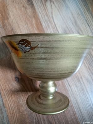 Vand fructiera din sticla,lucrata,pictata manual,model floarea soarelui. - imagine 3