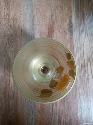 Vand fructiera din sticla,lucrata,pictata manual,model floarea soarelui. - imagine 2