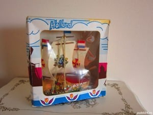cadou rar Vapor   Corabie de colectie suvenir handmade Olanda anii'80