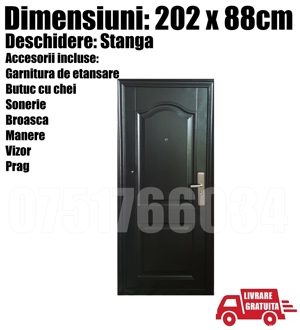 Usa Intrare L20 Metalica Stanga Apartament Birou Sediu Casa 202x88cm + LIVRARE GRATUITA !