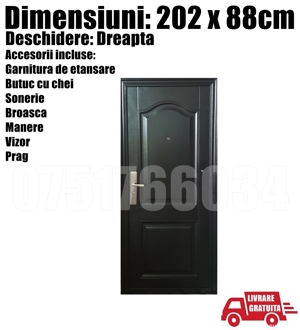 Usa Intrare L20 Metalica Dreapta Apartament Birou Sediu Casa 202x88cm + LIVRARE GRATUITA !