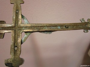 cruce bronz Pre-war Brass Crucifix colectie vintage anii'30 Franta - imagine 6