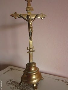 cruce bronz Pre-war Brass Crucifix colectie vintage anii'30 Franta