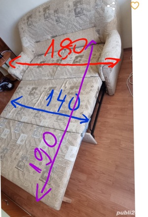 Canapea extensibilă , 2 locuri, topper  contra cost - imagine 2