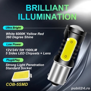 Bec stop led T20  21/5w rosu - imagine 4