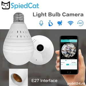 Bec cu camera Spion ascunsa spion Full HD, Wi-F Unghi 360  Monitorizare bebelusi - imagine 6