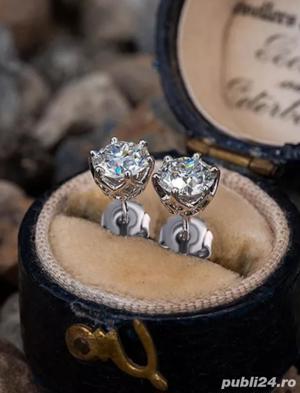 Cercei argint moissanite diamant 1 carat  - imagine 2