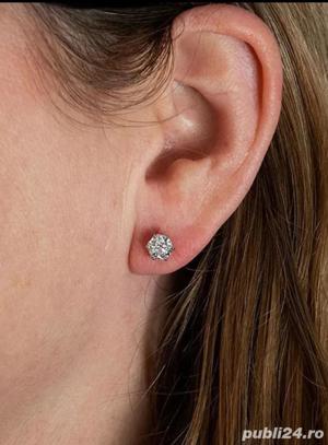 Cercei argint moissanite diamant 1 carat  - imagine 3