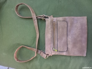 Geanta, rucsac borseta artizant piele textil  - imagine 2