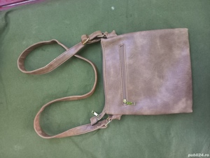 Geanta, rucsac borseta artizant piele textil  - imagine 3