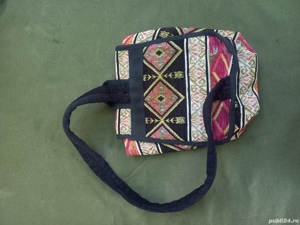 Geanta, rucsac borseta artizant piele textil  - imagine 4