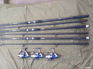 Lanseta carbon 3.6m, Carp Beater actiune 3lbs cu mulinete Orion 9 rulmenti 