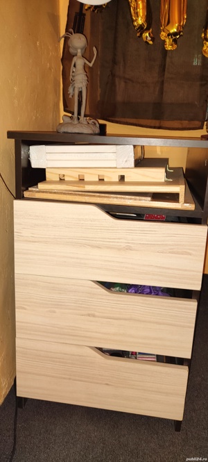 Birou de lemn pentru PC Laptop - 3 sertare, 1 spatiu depozitare - imagine 3