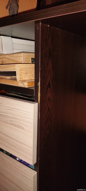 Birou de lemn pentru PC Laptop - 3 sertare, 1 spatiu depozitare - imagine 4