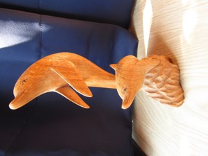 cadou rar feng shui Delfini sculptura superba de colectie vintage din lemn - imagine 4