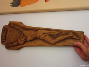 cadou rar Cruce sculptura lemn vintage de colectie Germania'70  - imagine 2