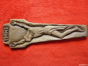 cadou rar Cruce sculptura lemn vintage de colectie Germania'70  - imagine 4