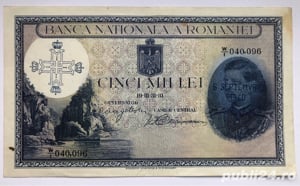 bancnota 5000 lei an 1940 emisa de BRADBURY WILKINSON & C9 LD ENGLAND. - imagine 1