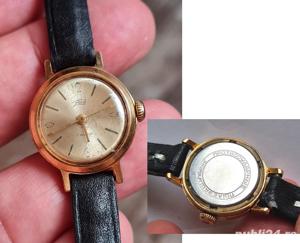 ceas damă ZARIA, cal 2009, 17 rubine, placat cu aur, funcțional - imagine 3