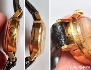 ceas damă ZARIA, cal 2009, 17 rubine, placat cu aur, funcțional - imagine 5