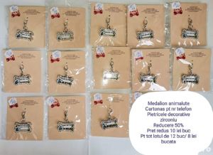 Pandantiv zgarda catei.  Medalion animalute, contine carton pentru numarul de telefon. Breloc catei