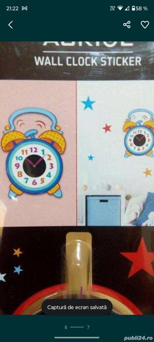Ceas de perete pentru copii cu abtibild - imagine 2