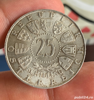 Moneda argint 25 schilling 1956 comemorativa Mozart - imagine 2