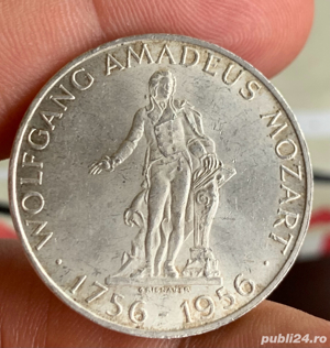 Moneda argint 25 schilling 1956 comemorativa Mozart - imagine 3