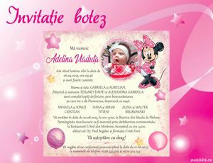 Invitații botez personalizate electronice, digitale, on-line sau pe carton digital lucios - imagine 2