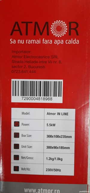 Instant apa calda Atmor 800,electric, dus si chiuveta,alb,5.5 kW - imagine 10