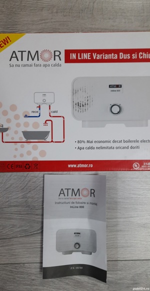 Instant apa calda Atmor 800,electric, dus si chiuveta,alb,5.5 kW - imagine 6