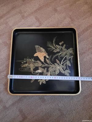 Tava veche chinezească, din lemn pictat - imagine 4