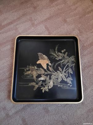 Tava veche chinezească, din lemn pictat - imagine 2