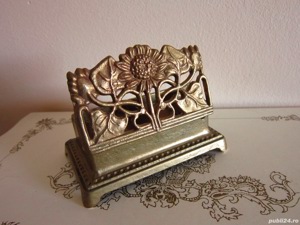 cutie stil Art Nouveau alamă solida vintage colectie cadou rar - imagine 5