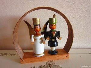 cadou rar Craciun Inger si Miner Germania 1950 decoratiune miniatura handmade