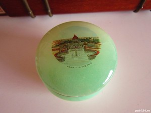 Cutie Caseta bijuterii din Alabastru cu Piața Sf. Petru Roma Italia'70