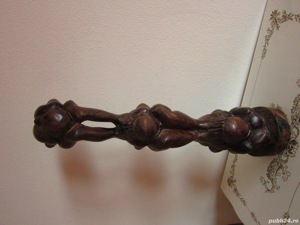 Weeping Buddha 3Yogiman sculptura rosewood Indonezia anii'60 cadou rar - imagine 2