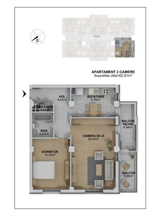 Construim blocul nr. 2 din 3 48 apartamente cu 2 camere - imagine 4