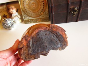 Happy Buddha fericire sculptura feng shui lemn Suar anii'60 -cadou rar - imagine 7