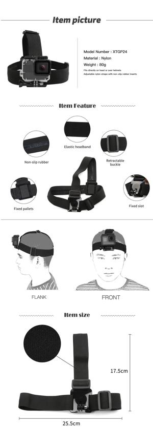 Sistem de prindere pe cap Headstrap pentru camere video sport GoPro 1 2 3 3  Sesio - imagine 4