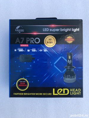 Becuri cu Led H7, Canbus, A7PRO, 350W, 6000K, 35000 lm - imagine 6
