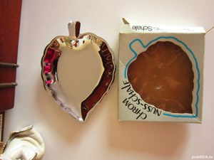  Farfurie frunza metalica cromata retro  Chrom Nuss-Schale Germania'70