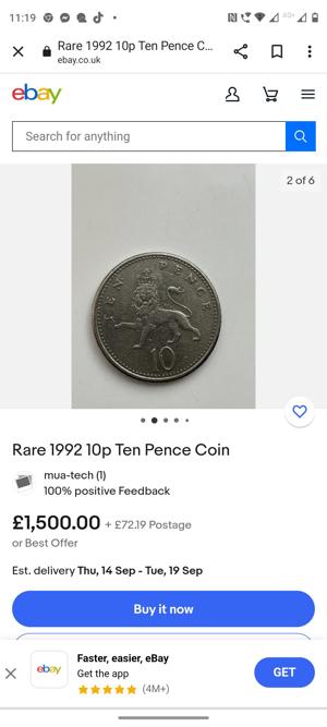 vand moneda rara din 1992 10p ten pence - imagine 2