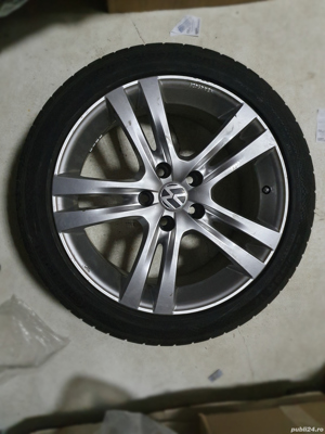 Vând SET (4 buc) anvelope de vară Continental aproape noi + Jante VW - imagine 2