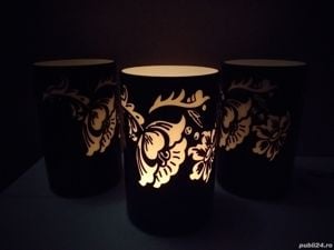 set 3 abajururi abajur decorativ ambiental sticla ptr lustra veioza lampa veche lampadar