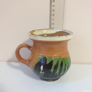 cana lut veche ceasca ceramica traditionala rustic decorativa