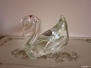 cadou rar Lebada Pilgrim Hand Blown Glass arta sticla  suflata anii'60
